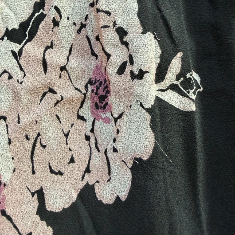 vtg papéll boutique 100% silk pink floral black dress ruffles size 14 - Picture 9 of 14